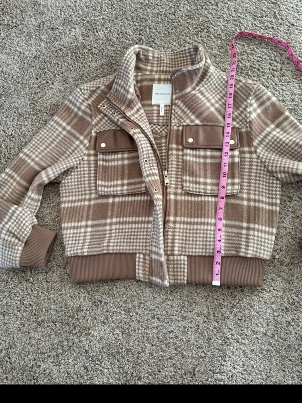 Anthropologie Avec Les Filles Plaid Bomber Jacket size Large - Picture 12 of 12